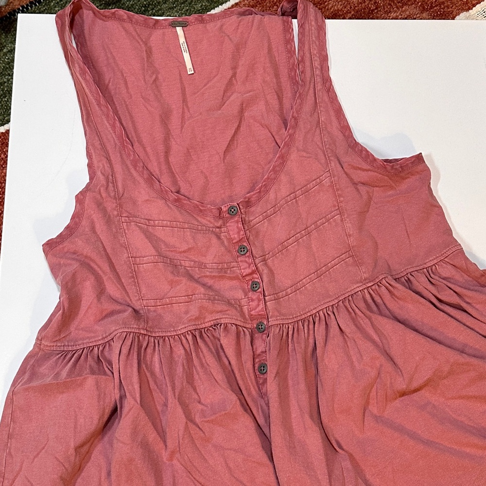 Free People Dusty Rose Button-Front Tank Top - Picture 2 of 5